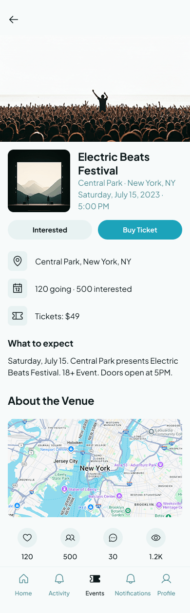ExtEnt event details screen