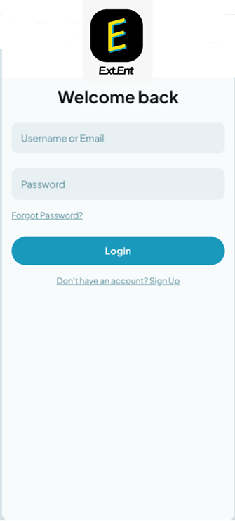 Welcome and login screen
