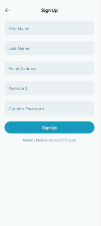 Patron sign-up screen